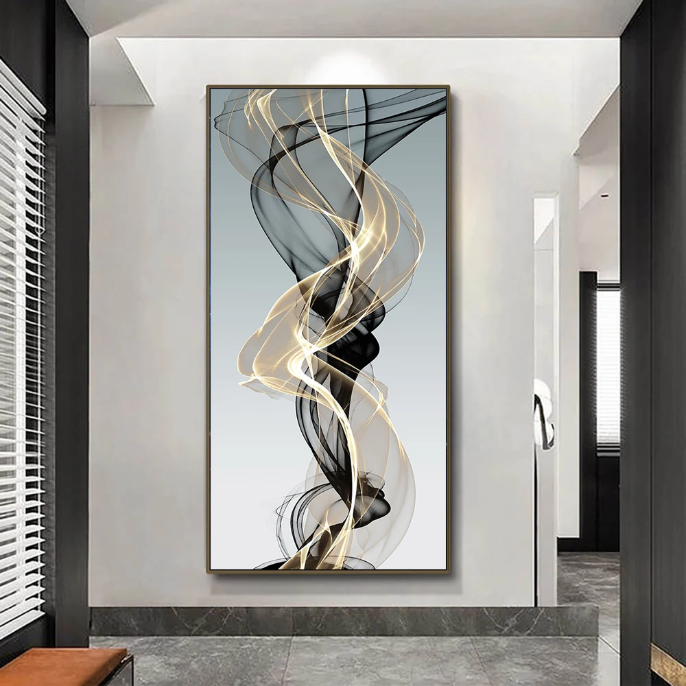 Abstract Modern Nordic Gold Geometry Gold Grey Line Wall Art Canvas Painting Poster Picture Print For Living Room Home Decor