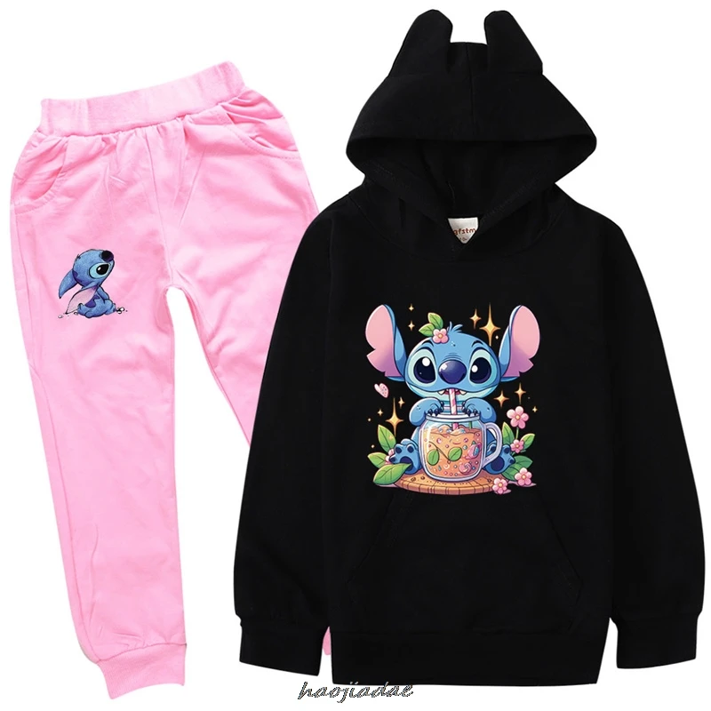 Hoodies Lilo En Stitch Voor Kinderen Casual Trainingspak Jongens Sweatshirt Sets Meisjes Capuchon Jassen Broek 2 Stuks Set Kinderkleding