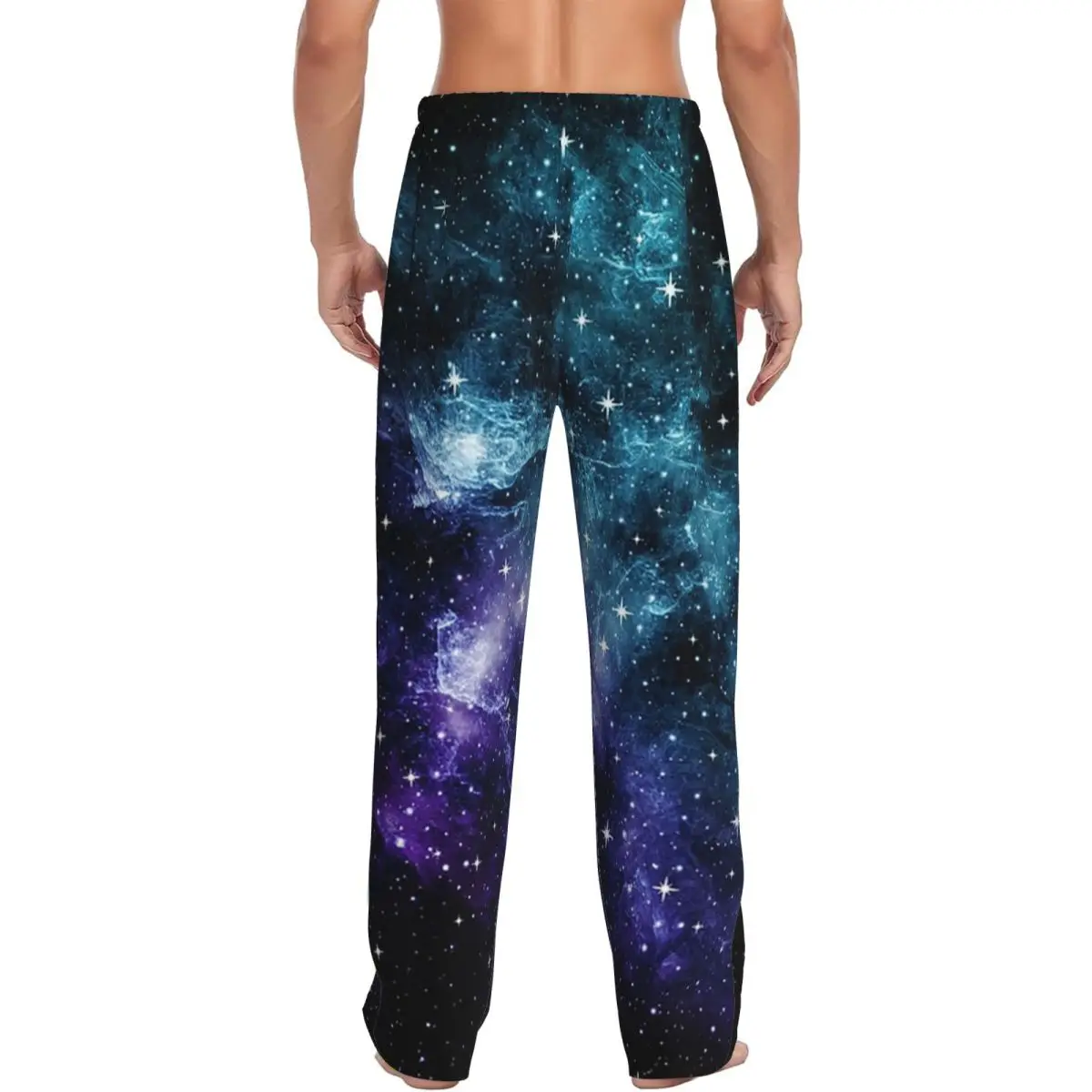 Custom Teal Purple Galaxy Nebula Dream Men Pajama Pants Lounge Sleep Sleepwear Bottoms with Pockets