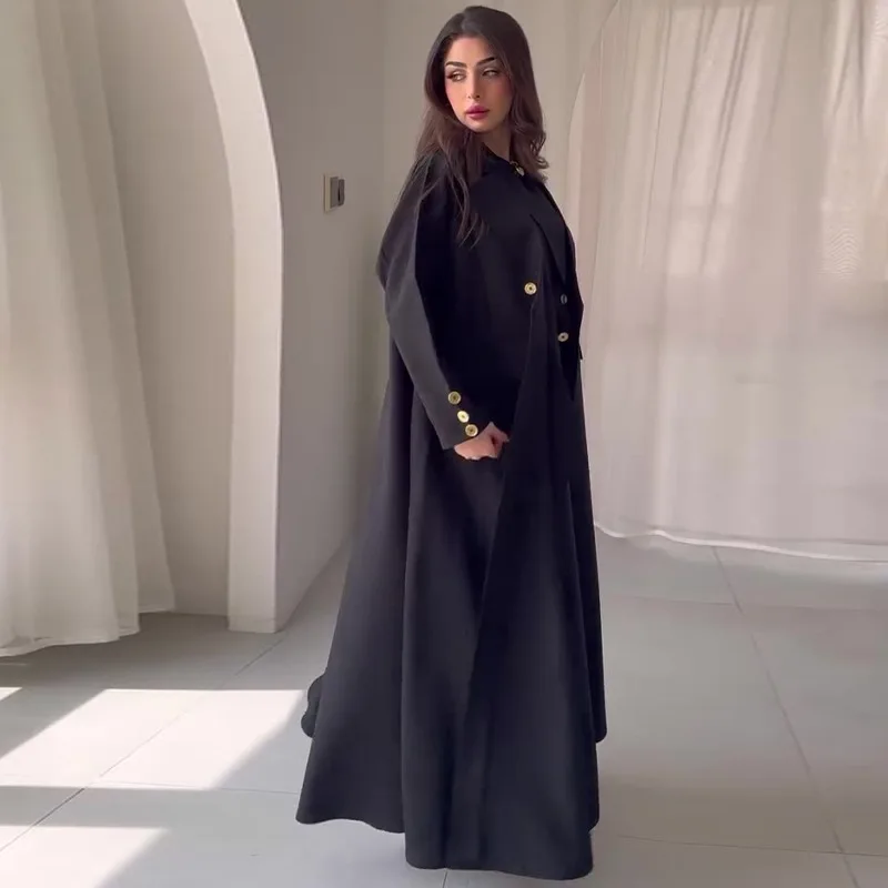 

Женская облегающая длинная куртка с лацканами в британском стиле, осень-зима 202, новый стиль, черный двубортный плащ для рабочей одежды