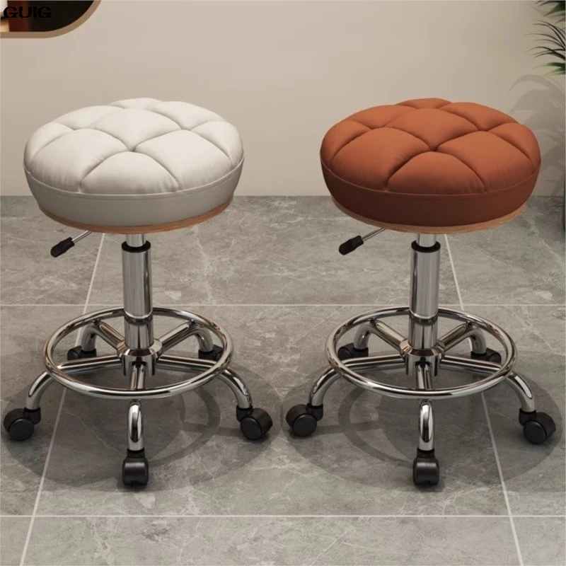 GUIG Stool Lift Round Stool Rotating Pulley Barbershop Stool Master Makeup Stool Hair Salon Special Nail Beauty Stool Hot New