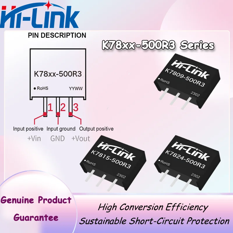 Hi-Link Dual Polarity Output Power Stabilizer K78xx 500R3 Compact SIP 3 Mount Non Separated Wide Input Circuit Hardware