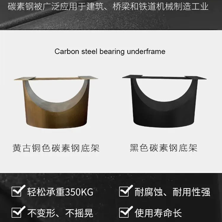 미니멀리스트 암석판 식탁과 의자 조합 가볍고 고급스러운 가정용 대형 직사각형 옐로우 브론즈