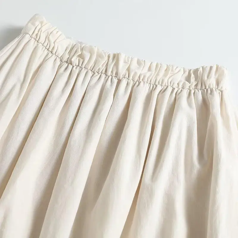 Maxdutti 2027 Spring Southern France Lazy Elegant Skirt Women's Skirt Minimalist Texture Off White Pleated Skirt Woman Clothes