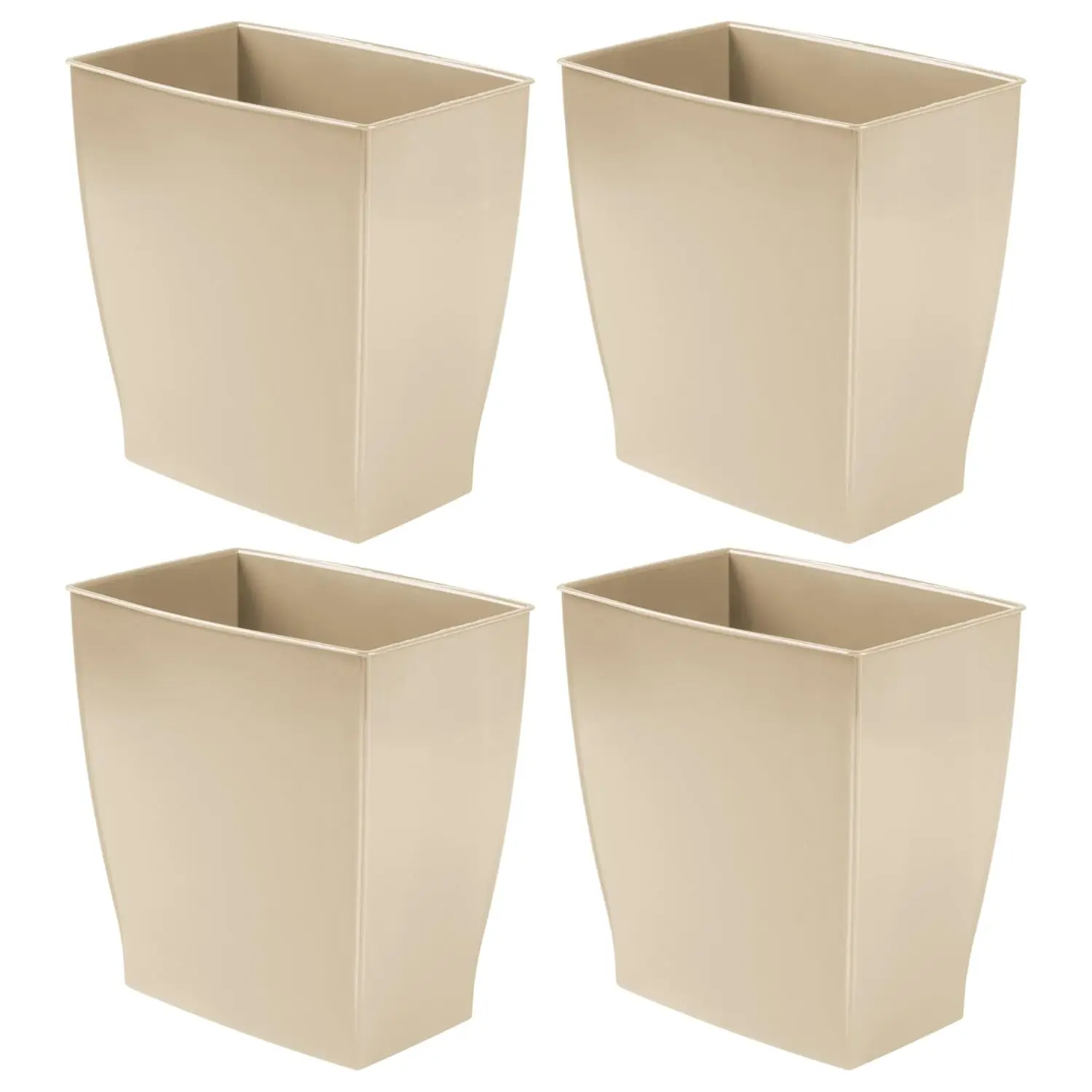 

iDesign Small Rectangular Bathroom Trash Set of 4-Taupe Brown Waste Can