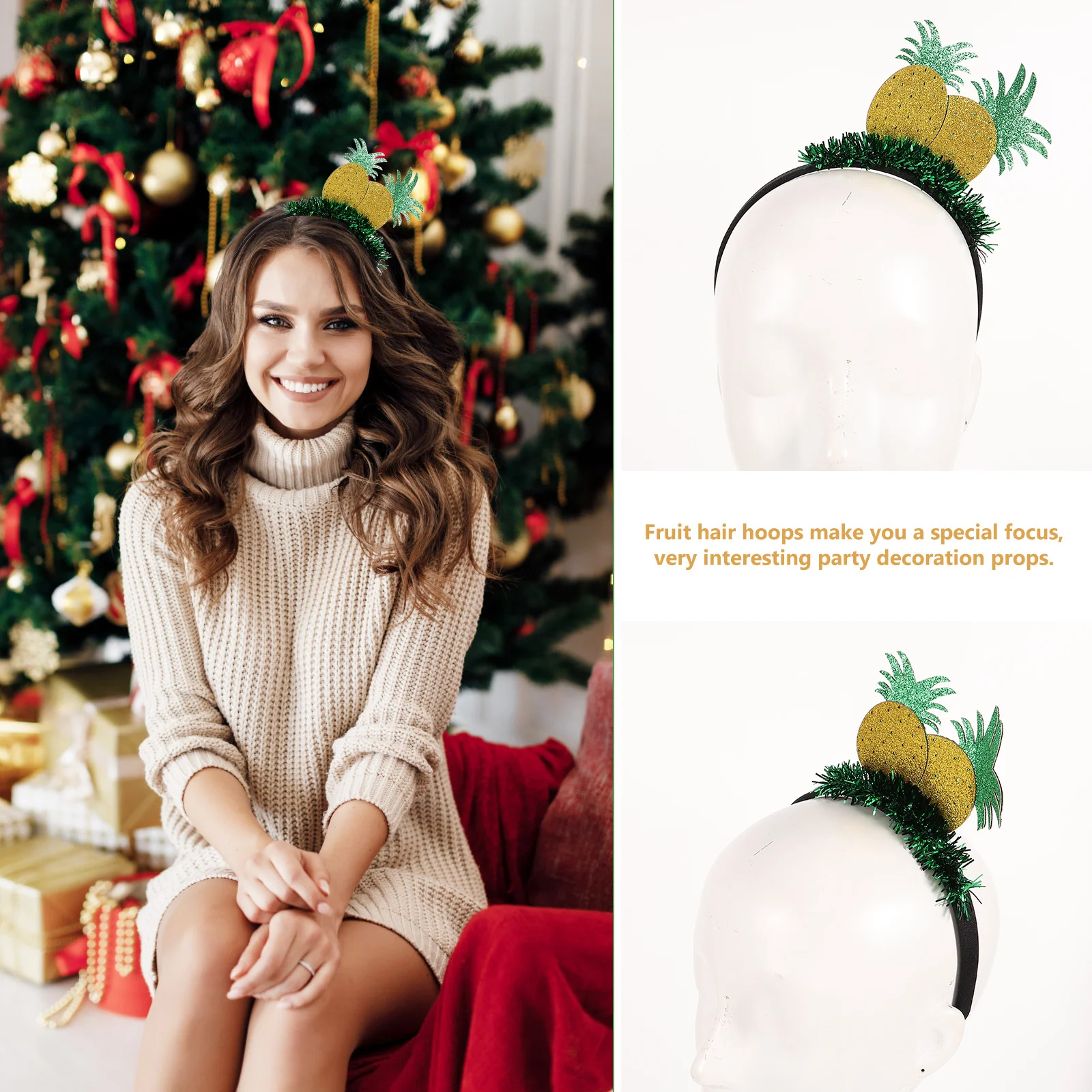 

2Pcs Pineapple Shaped Hairband Fruit Styled Headband Party Headdress Unique Gift for Women Girls Yellow Fruit Styled Headband