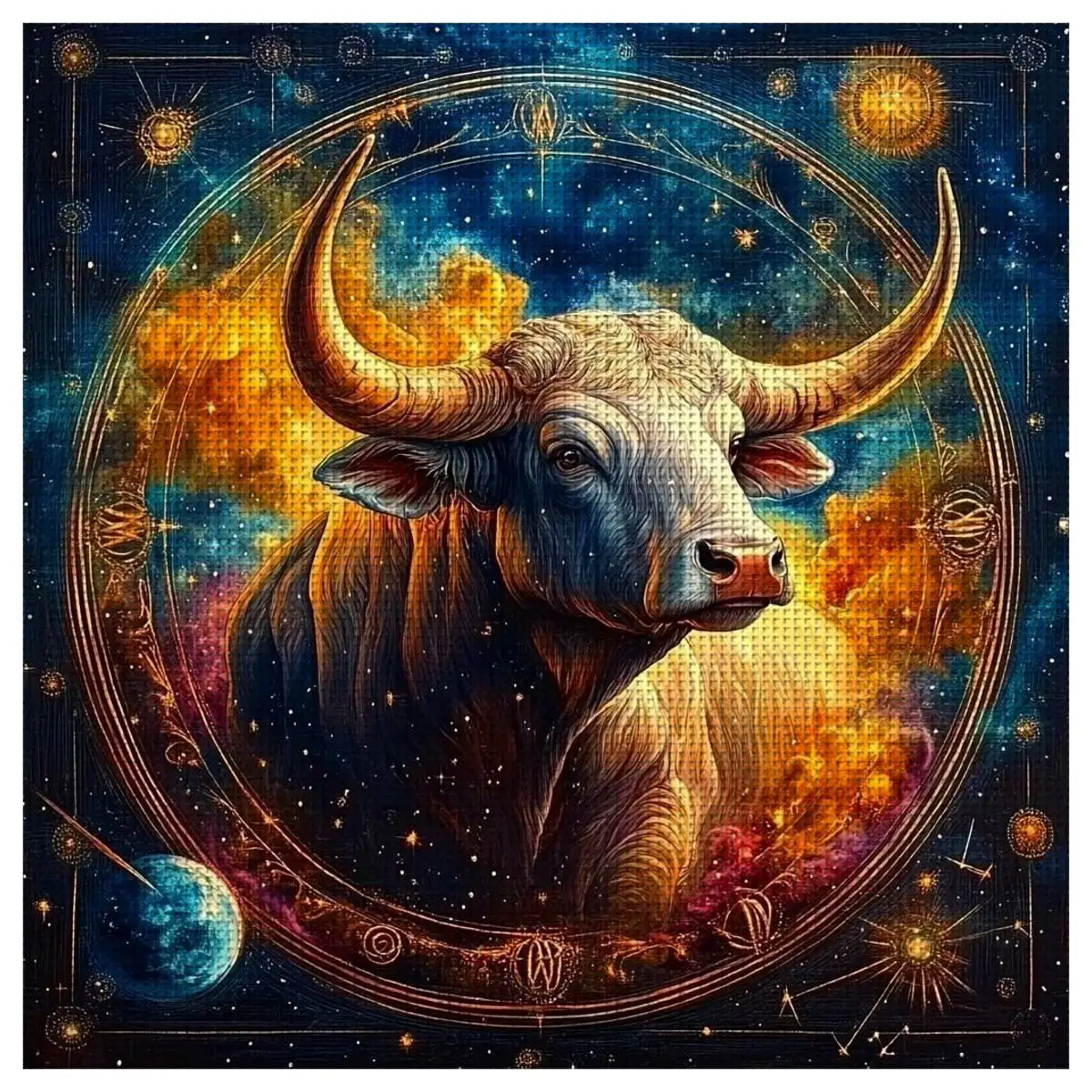 1 Stück 40X40CM/15,74 Zoll Taurus Gestempeltes Kreuzstich-Set DIY-Kit 11/14/16CT DIY Stickerei-Set DIY Kreuzstich-Set Zubehör