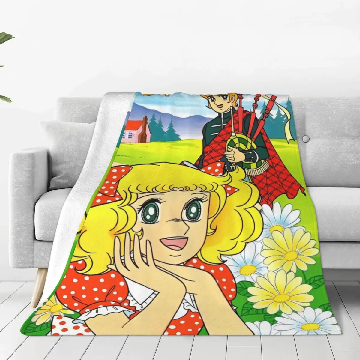 Candy Candy Manga Anime Cute Blankets Flannel Summer Kawaii Japanese Multi-function Soft Throw Blanket for Bedding Couch Throws