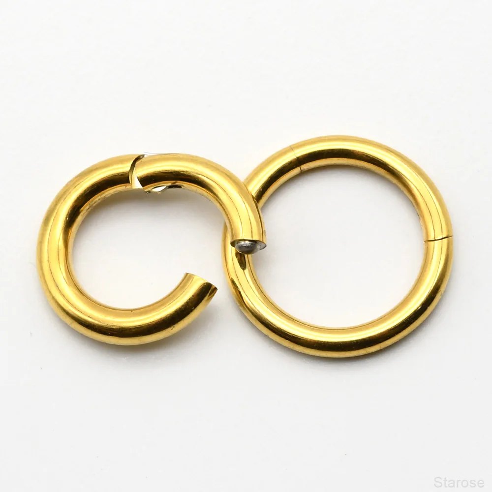 Large Guage 12G/2mm to 00G/10mm 316L Stainless Steel Hinged Clicker Septum Rings Seamless Nose Ring Hoop Ear Piercing Earweight