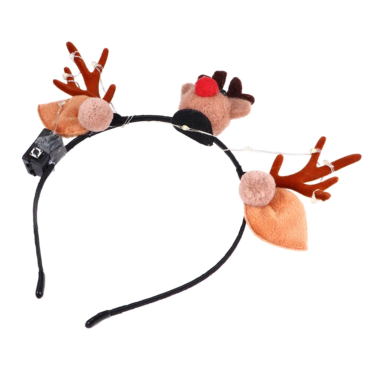 

3pcs Luminous Christmas Elk Hair Hoops Exquisite Decorative Headdress Lighted Hair Band For Party Festival Selfie Prop