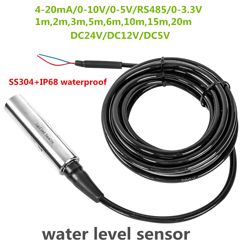 

Hydrostatic Liquid Level Transmitter 4-20mA 0-10V 0-3.3V 0-5V Water Pressure 5m 10m 20m Level Sensor for Deep Well