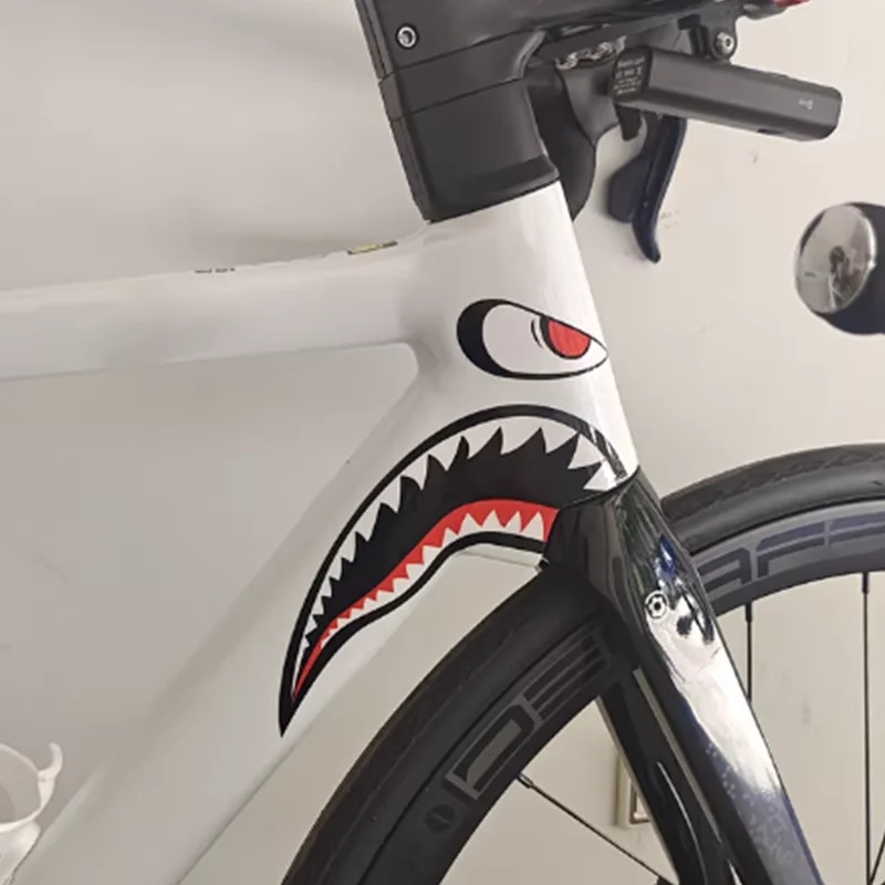 

Trendy Shark - Themed Art Decal Duo, Perfect for Bike Frames, Notebook Covers, Showcasing a Cool Ferocious Look