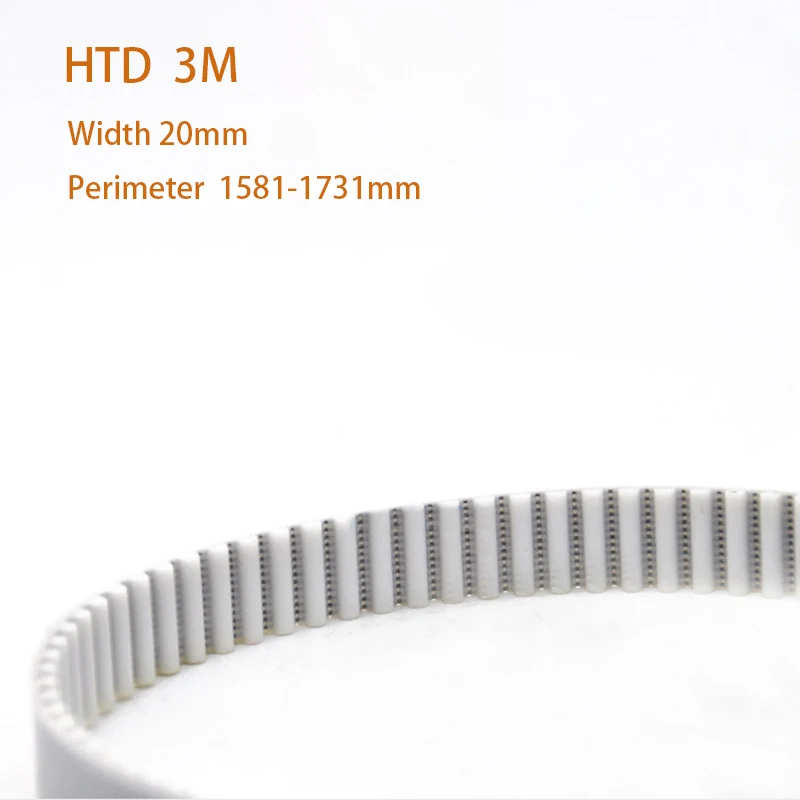 1Pcs Perimeter 1581-1731mm HTD3M PU With Steel Core Timing Belt Width 20mm White Polyurethane Closed Loop Gear Belt