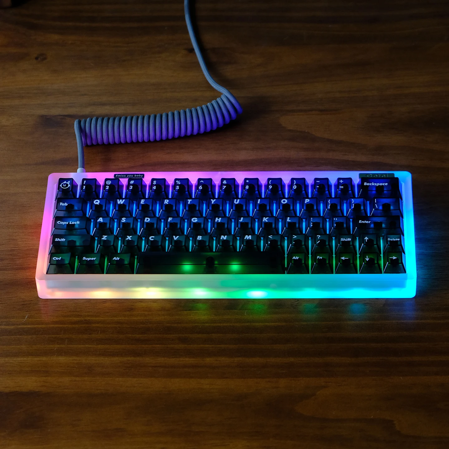 

Aifei Black Transparent Keycaps 122 keys Cherry Profile PC Keycaps RGB light key caps For MX 61/64/87/96/104 Mechanical Keyboard