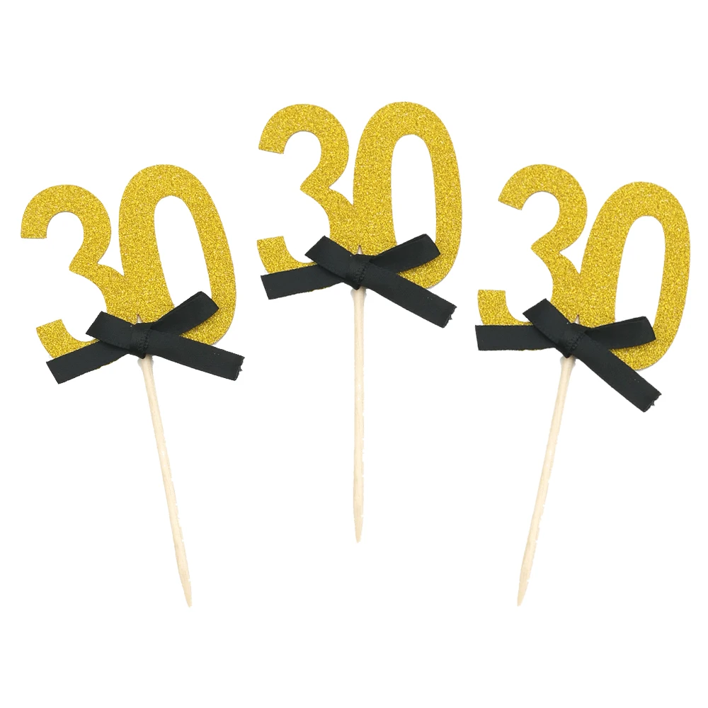 1 Beutel, 30., 40., 50. 60. Jahre, Papier-Cupcake-Topper, alles Gute zum Geburtstag, Party, Jahrestag, Erwachsene, Geburtstag, Kuchendekoration, Zubehör