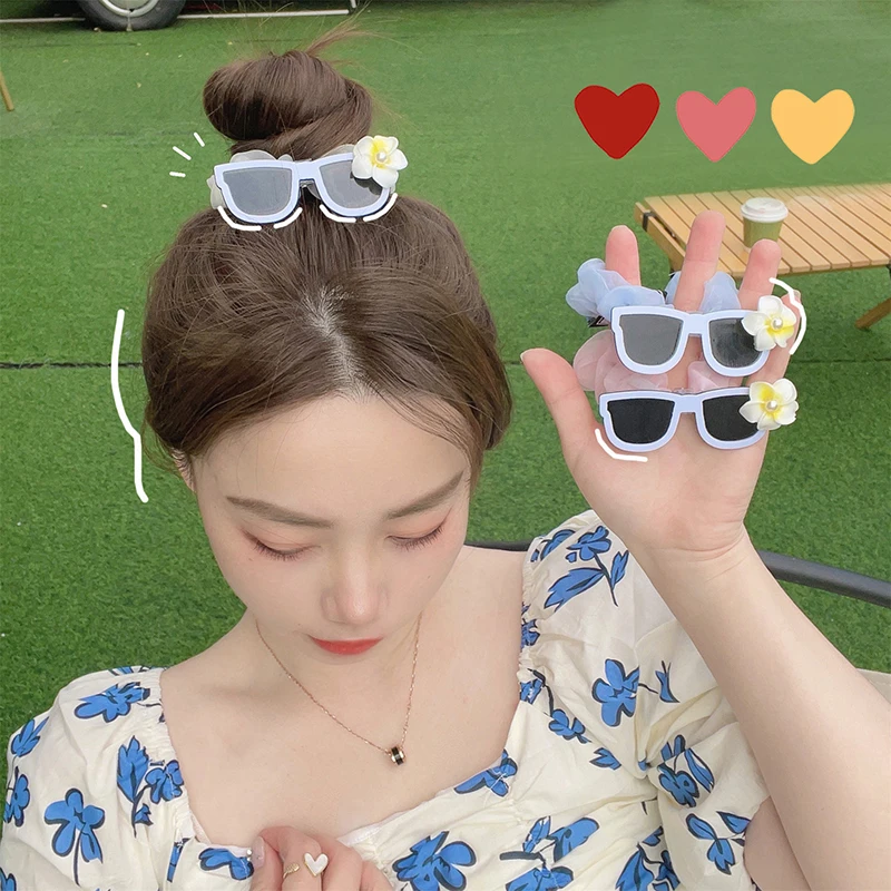 ​​​​​Kawaii Plush Capibara Hair Ropes Cute Hair Claw Clips Glasses Design Ponytail Scrunchies Hairpins Headdress for Women Girls