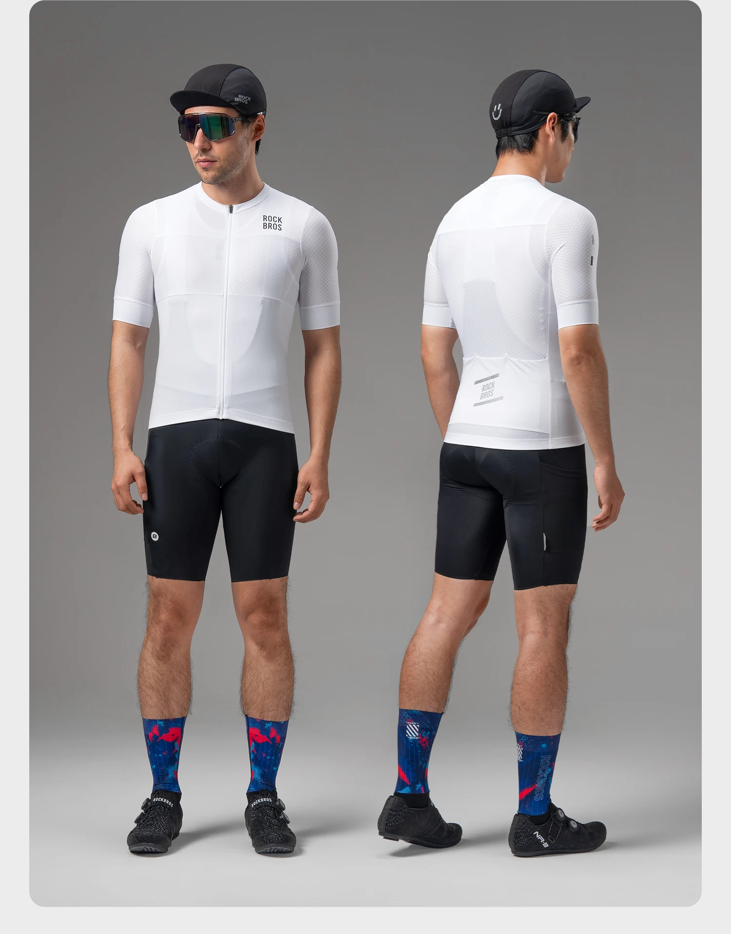 ROCKBROS Herren Fahrradtrikot Atmungsaktives Slim-Fit Kurzarmtrikot Feuchtigkeitsableitend Schnelltrocknend Sportbekleidung Outdoor-Kleidung – Detail 16