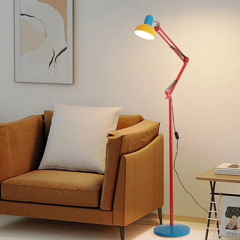 Mechanical Arm Decorative Art Floor Lamp Color Long Arm Telescopic Station Lamp Living Room Bedroom E27 Rotatable Lamp