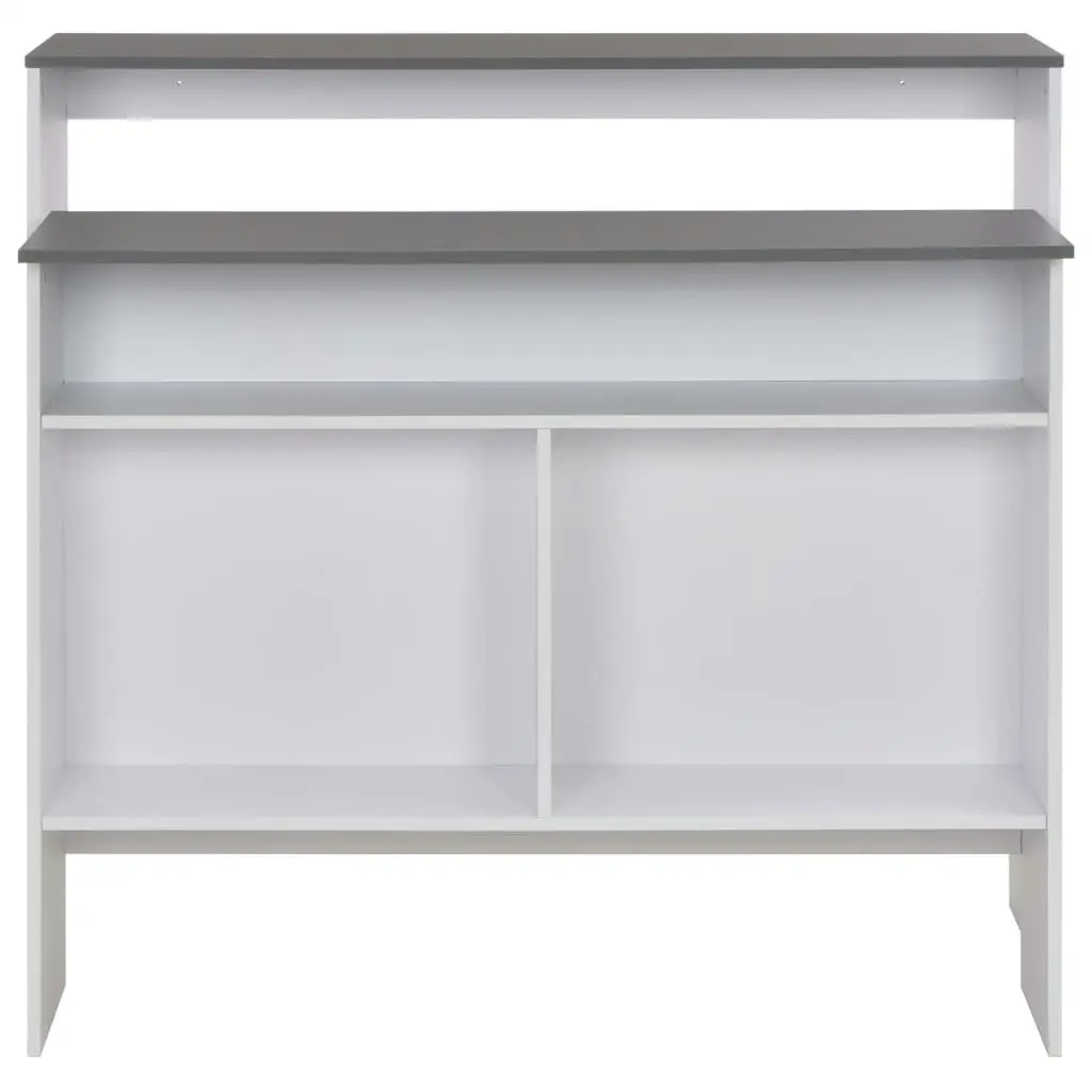 Mesa de bar elegante com tampo duplo em branco e cinza - 51,2x15,7x47,2 polegadas