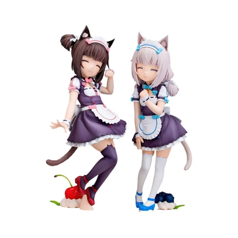 Nekopara Chocola And Vanilla Pretty Kitty Style Cake Shape Boxed Anime Figure Maid Outfit Desktop Ornament For Adult Collection