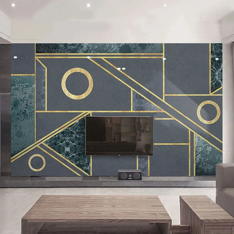 Custom Nordic Minimalist 3D Geometric Wall Mural Abstract Gold Line Wallpaper Modern Living Room TV Background Wall Home Decor
