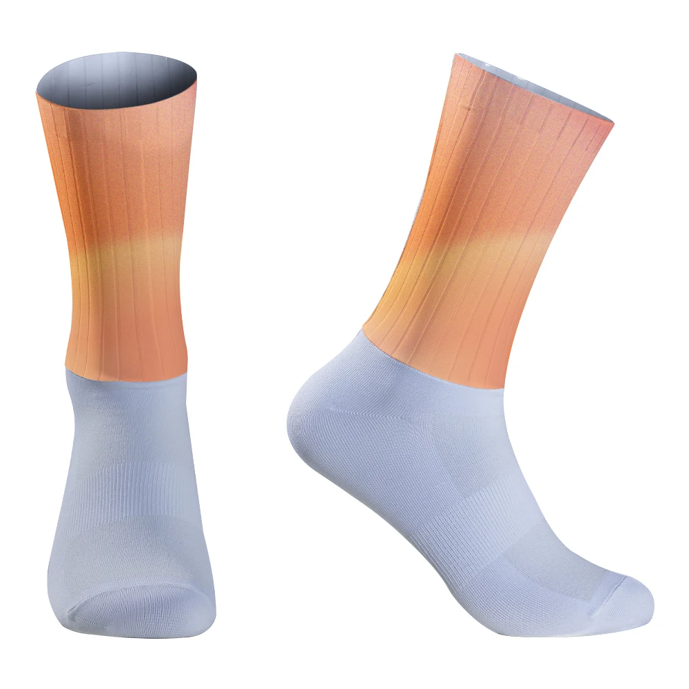 Chaussettes de cyclisme respirantes en silicone pour hommes et femmes, coordonnantes, sans couture, vélo de route, été, nouveau, 2024