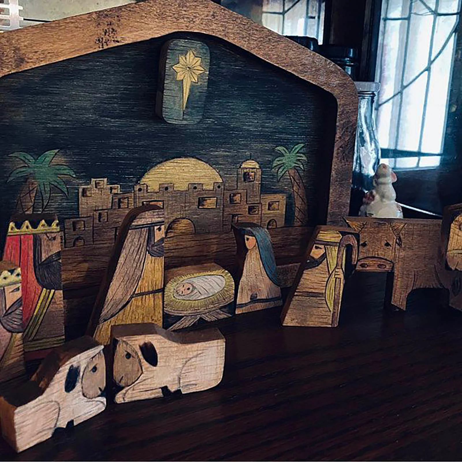 Retro Creative Wooden Jesus Puzzles Nativity Set Nativity Puzzle Puzzle Game Kids Desk Figurine Easter Ornaments