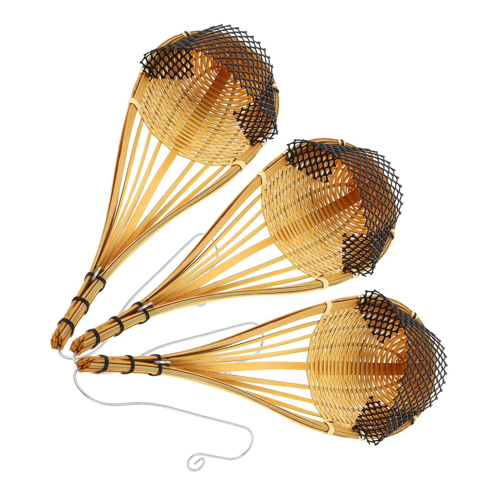 

3pcs Bamboo Woven Hanging Flower Basket Wall Planter For Outdoor Indoor Plants Hanging Storage Basket For Balcony Courtyard