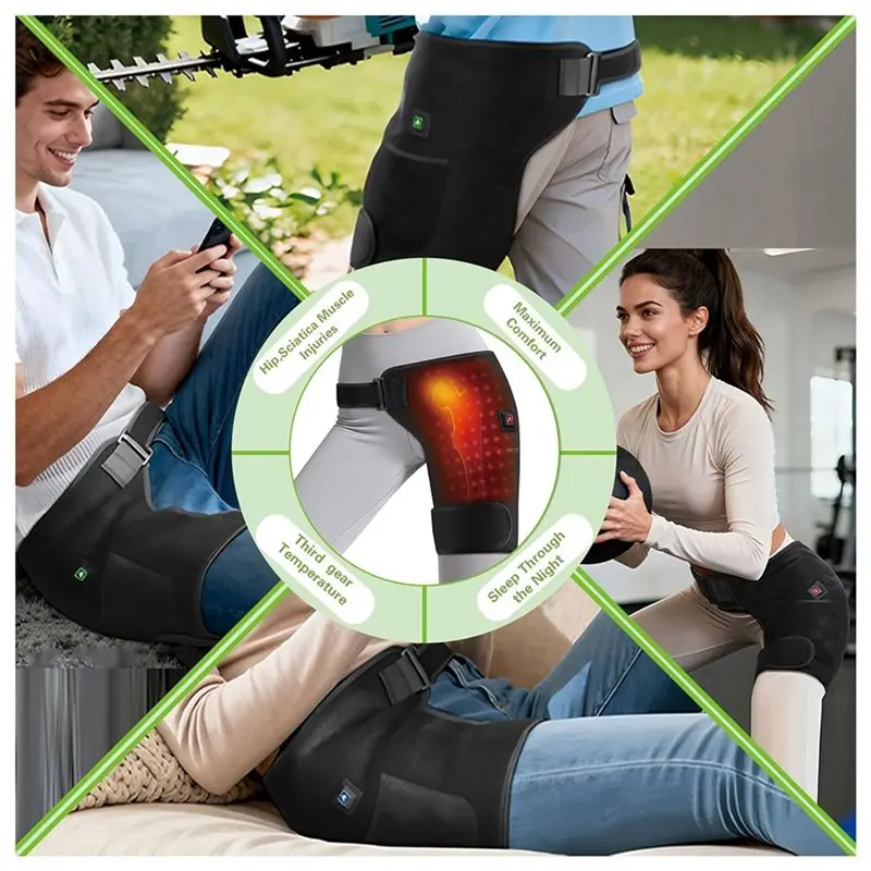 Hip Brace Red Light Therapy Adjustable Hip Support Wrap Relieve Hip Joint Pain Massager-A54Q
