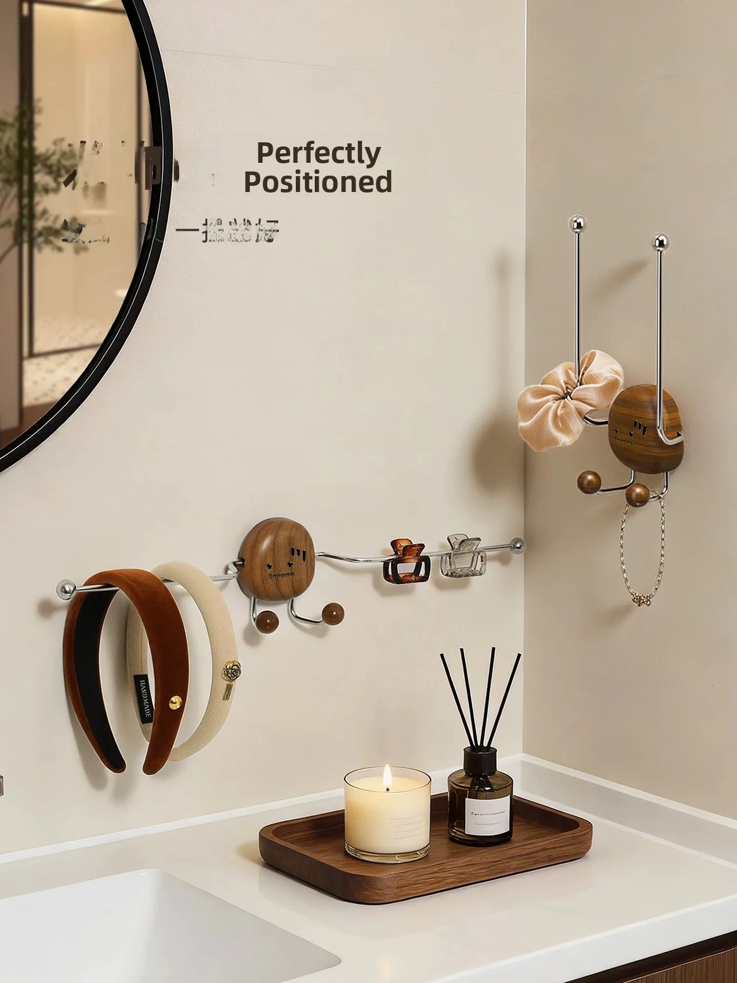 Bathroom Hair Tie Storage Rack Hair Hoop Hair Accessory Hair Clip Hair Rope Suction Cup No Drilling Jewelry Storage Rack