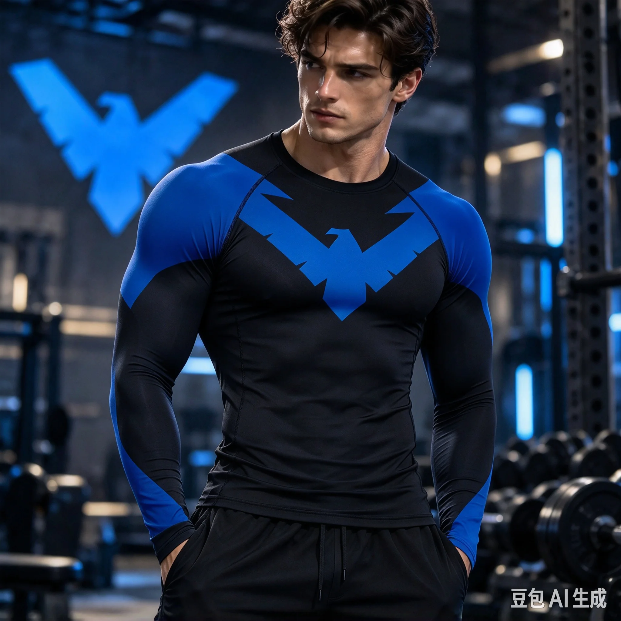 Nightwing Blue & Red Compression Athletic Gym Shirt 3D Print Adults Kids Long Sleeve T-Shirt Breathable Quick-drying Lightweight