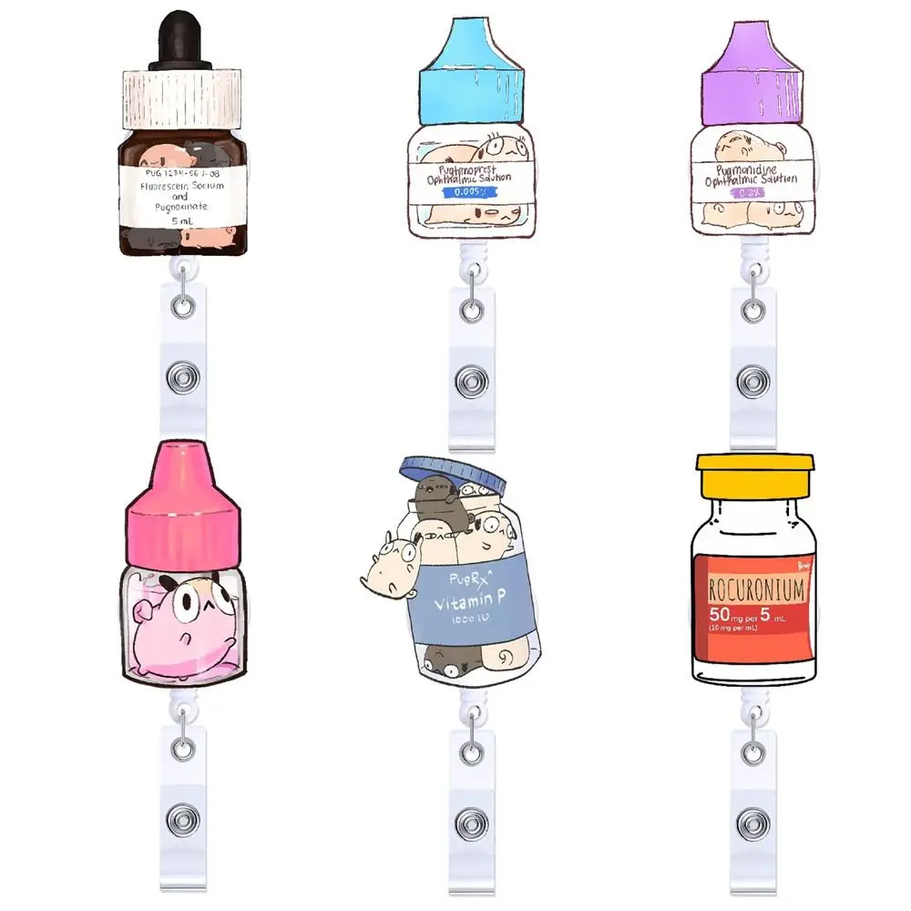 

360 Rotating Retractable Badge Reel Alligator Clip Cartoon Nurse ID Holder Work Card Cute Name Card Holder Name Tag