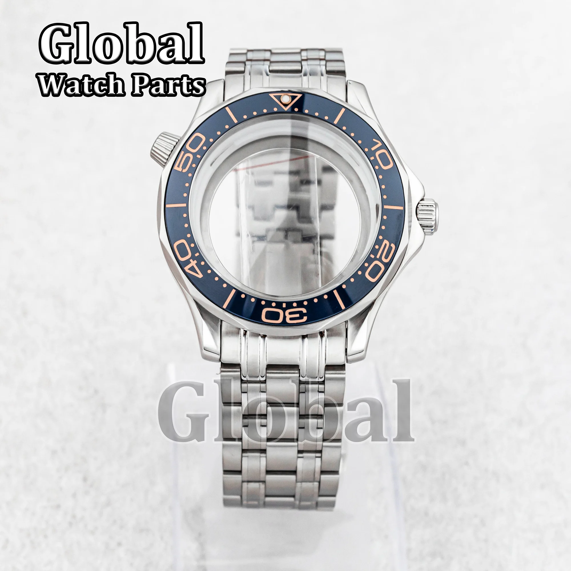 シーマスター 300 交換用 41 ミリメートル時計ケースガラス底ステンレス鋼ストラップ 10ATM 防水ケースフィット NH35a NH36 ムーブメント