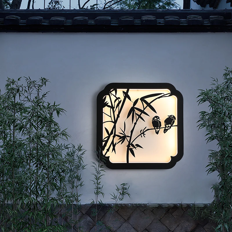 Outdoor waterproof wall lamp Chinese square solar villa garden landscaping decorative background exterior wall atmosphere lamp