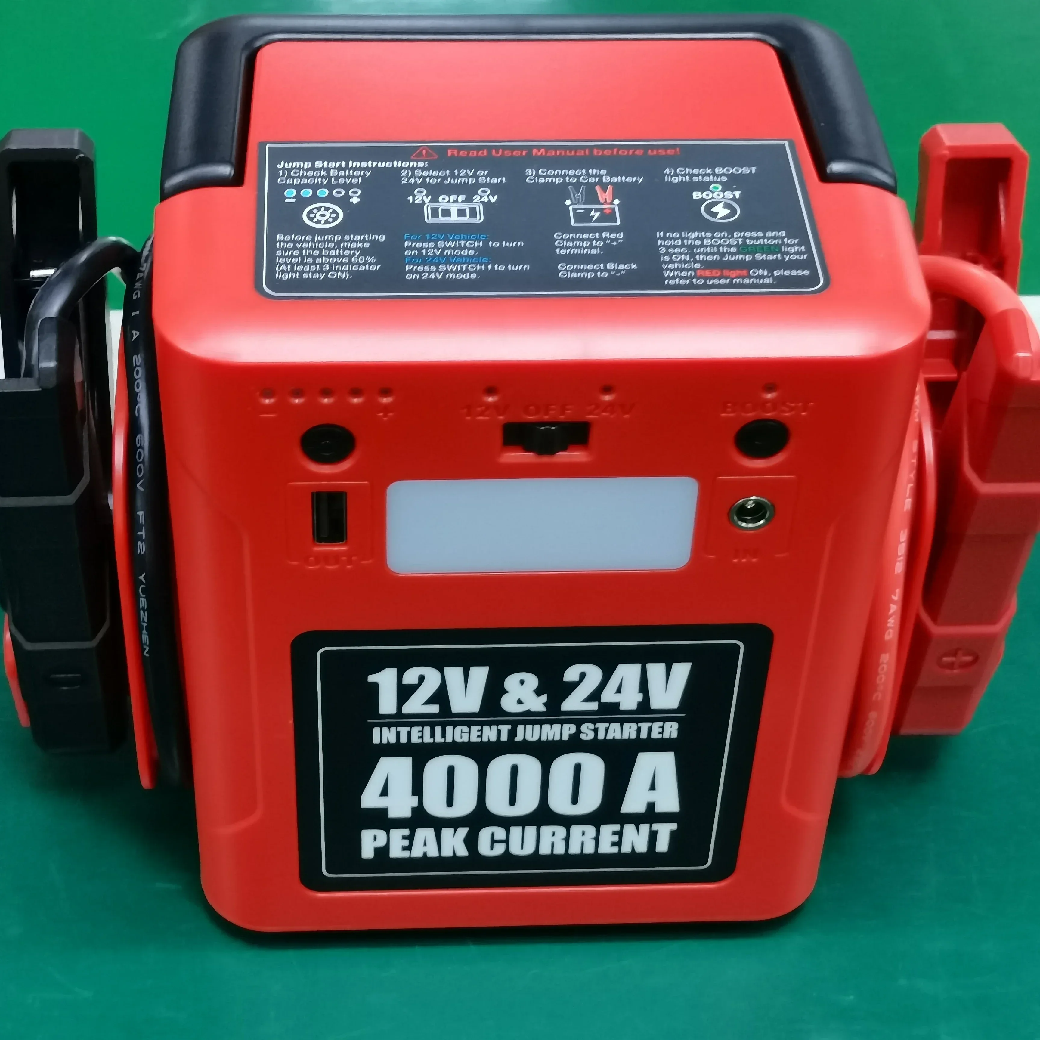 

Upgraded 42000mah car jump starter 12V/24V peak current 4000A booster Power Bank Jump Starter for Heavy Truck