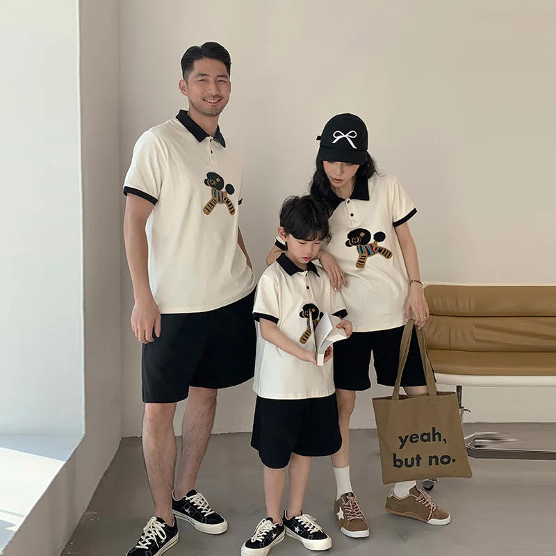 2026 New Year of The Horse Family Matching Outfits Color Polo Shirts with Collar for Family of 3-4 Mommy & Me Daughter Tees
