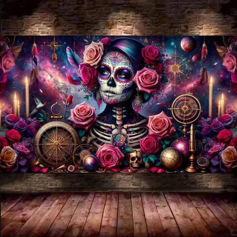 

Elegance Sugar Skull diy 5D Diamond Painting Full Square Round New 2025 Full Mosaic Embroidery Big Size For Home Decor Gift