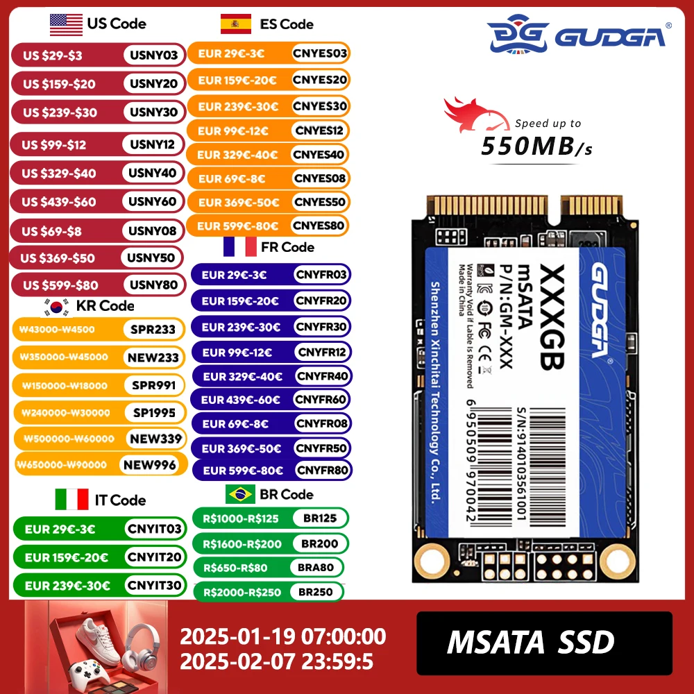 GUDGA MSATA SSD 16gb 32gb 28gb Internal Solid State Hard Drive Msata Drive Mini SATAIII For Computer Accessories Desktop Laptop