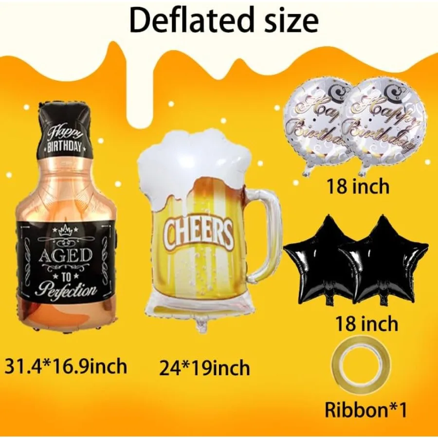 Juego de 6 globos con forma de taza de cerveza, botella de whisky, globos con forma de taza de cerveza, fiesta de verano, Festival de cerveza, fiesta de cumpleaños