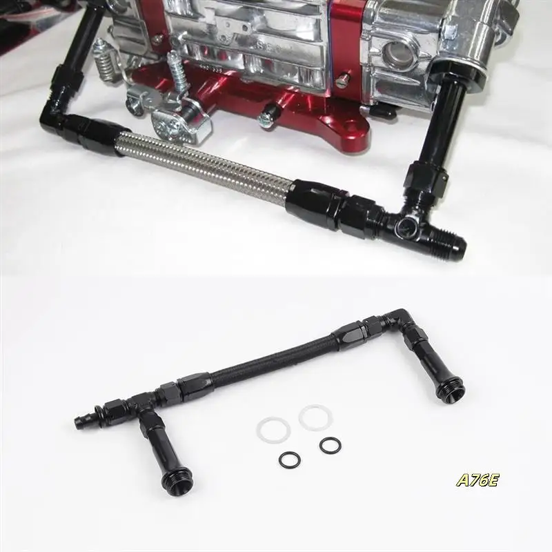 

AN6 Dual Feed Carb Braided Nylon Fuel Line Double Pump For 4150 Holley Carburetor 7/8In-20 Thread Ual Feed