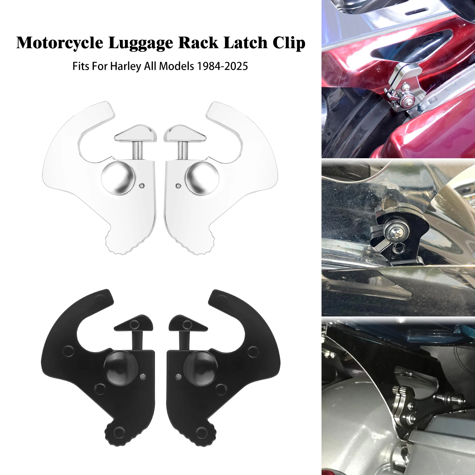 

Motorcycle Backrest Detachable Rotary Sissy Bar Luggage Racks Latch Latches Clips Kit For Harley Softail Touring Electra Glide
