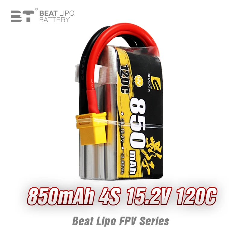 

Beatlipo 4S Lipo Battery Fpv Drone Battery 15.2V 120C 850Mah with Xt60 Xt30 Plug for Rc Fpv Airplane Quadcopter Helicopter Drone