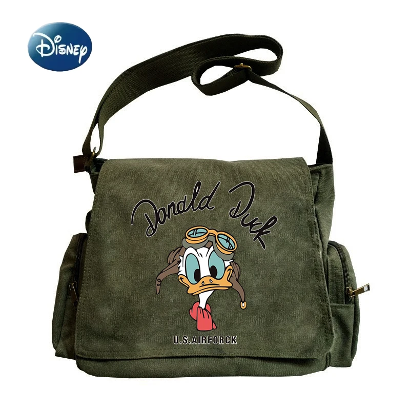 

Disney 2025 Новая модная сумка через плечо с принтом Дональда Дака и мультфильма, унисекс, большая вместительная сумка через плечо с мультяшным принтом