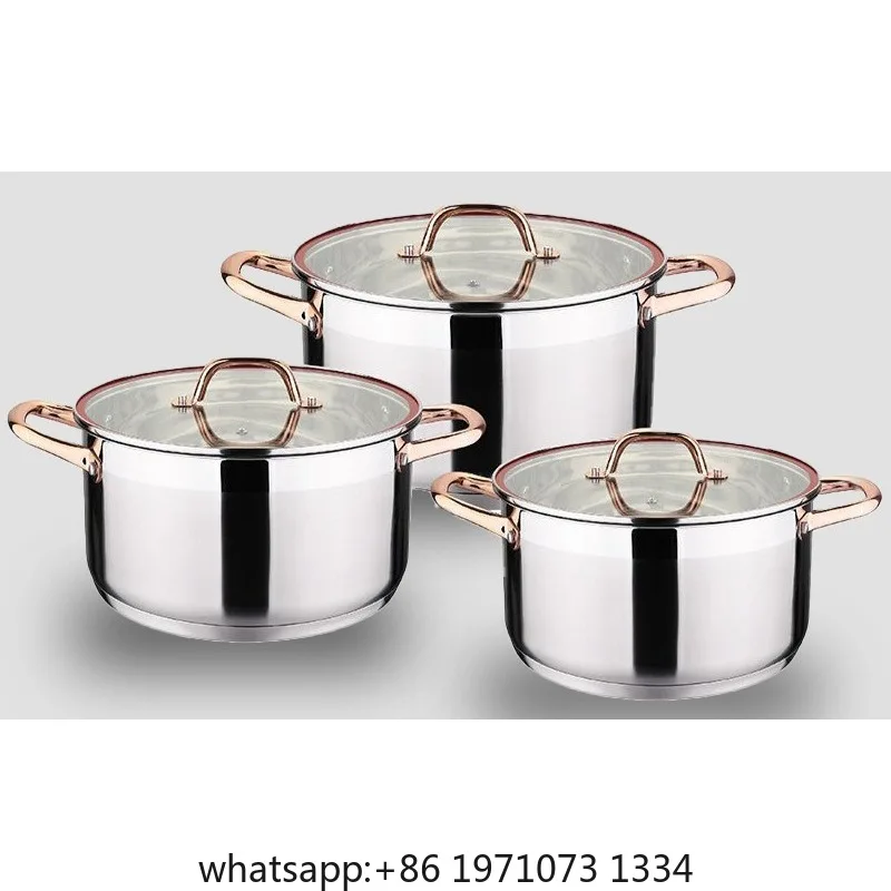 Thickened food grade 201 stainless steel soup pot saucepan 3-piece set pot 9 layers bottom