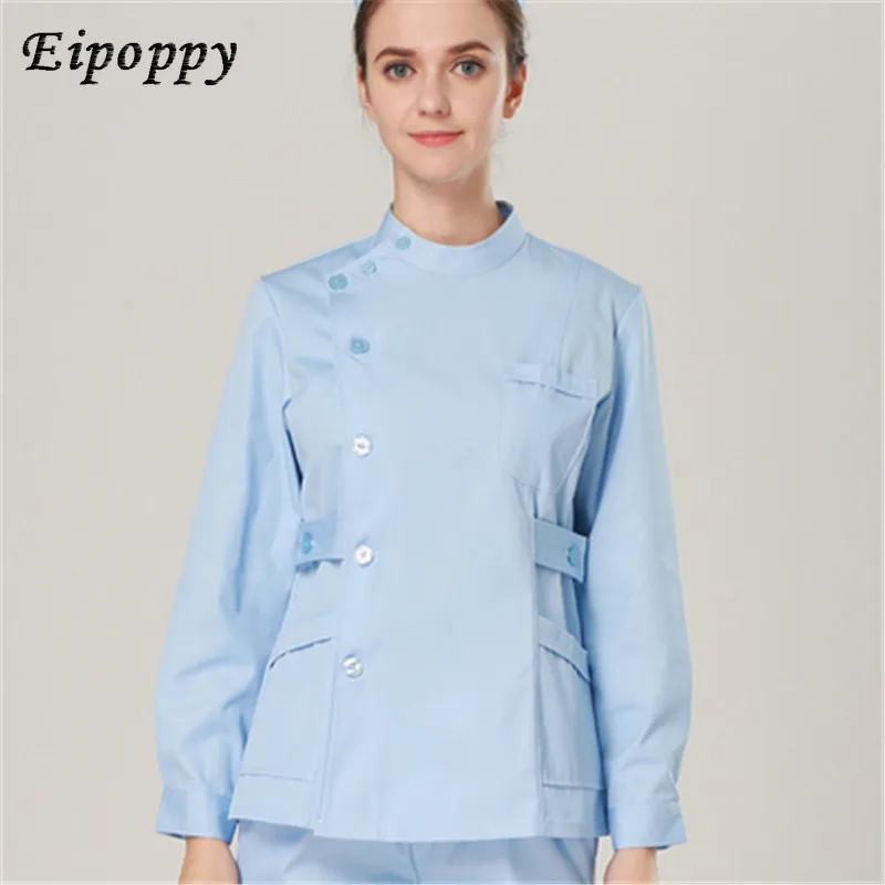 New plus size Long Sleeve Women's Single Breasted Medical Scrubs Set Nurse Uniform Hospital Clothes Sets Surgical Urbane Scrubs