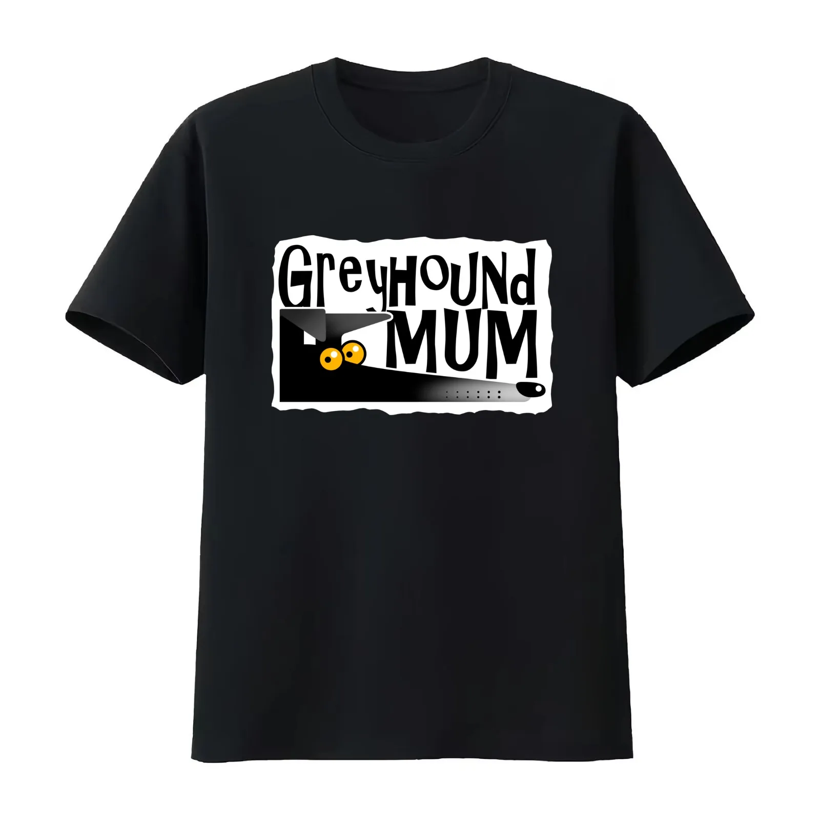 Greyhound Mum (black) T-Shirt Summer Casual Cotton Tee Oversized Streetwear Tops Vintage Graphic Print Unisex Men Women