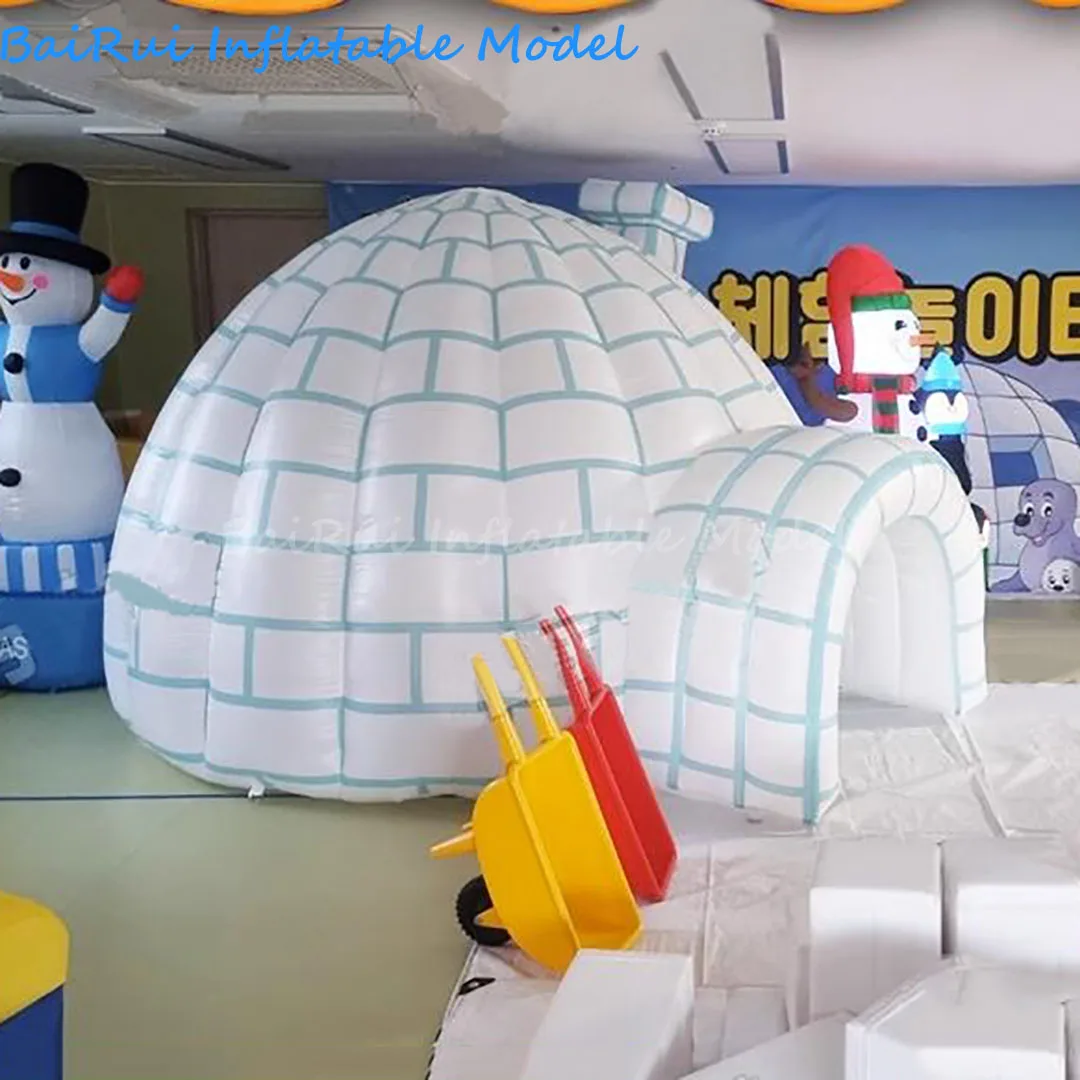 เต๊นท์เป่าลมขนาดยักษ์ใช้กลางแจ้งบ้านทรงกระท่อมน้ำแข็งพร้อมอุโมงค์ขนาดใหญ่สำหรับไนท์คลับดีเจอุปกรณ์ตกแต่งงาน