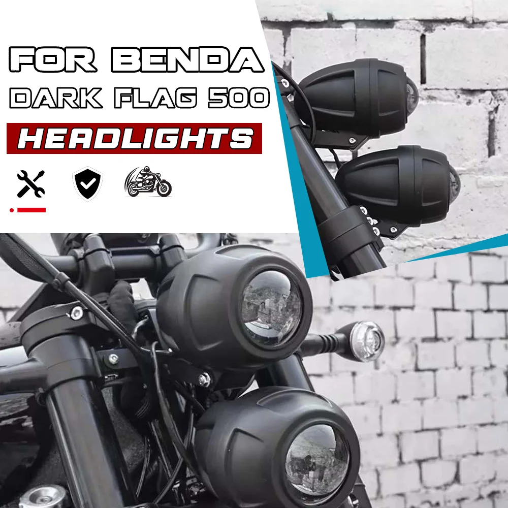 Vertical double headlights for BENDA DARK FLAG 500 super bright high and low beam headlights, long illumination distance