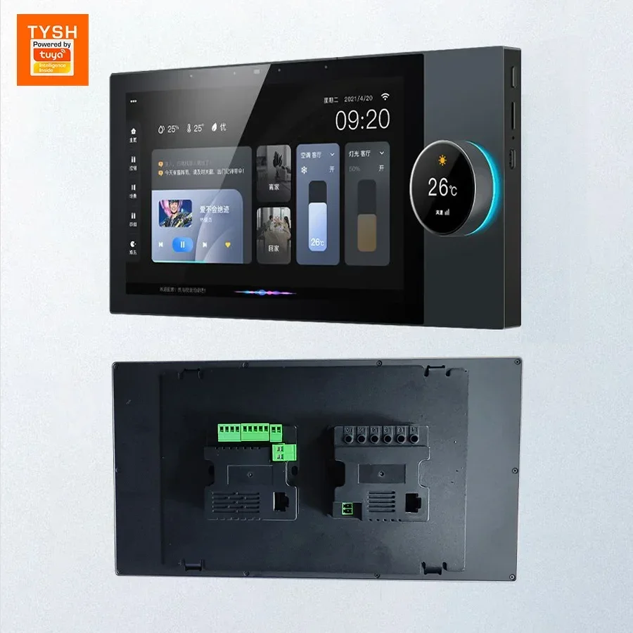 TYSH 2 Gang Relays 2 Way Speakers Multi-functional Tuya 10 Inch Central Control Panel With Music Play Smart Home Products