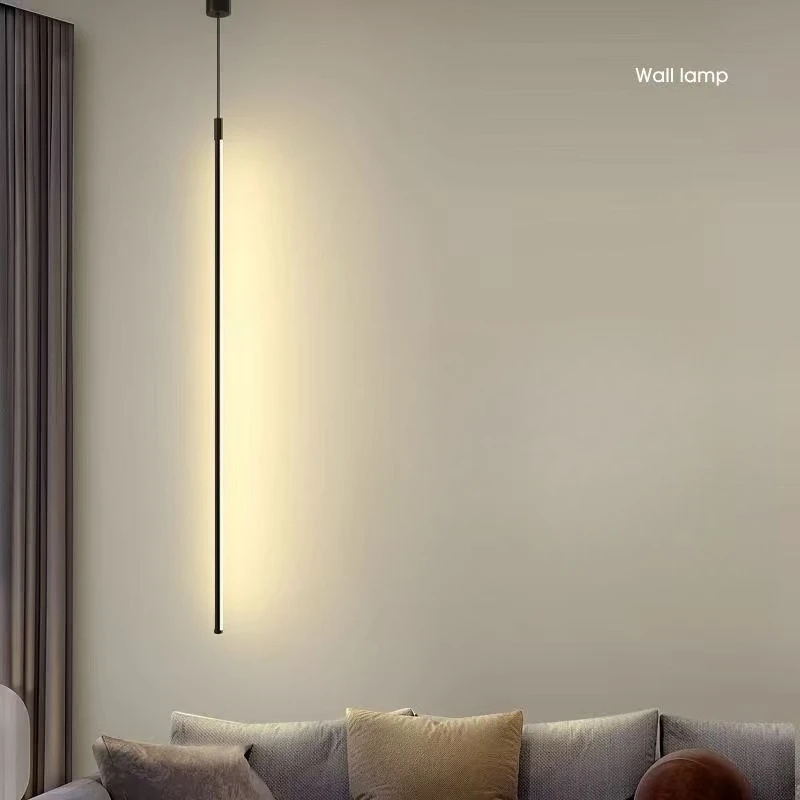 الحديثة LED أطول قلادة أضواء غرفة الطعام ديكور غرفة نوم السرير خلفية سوداء معلقة مصباح الثريات تركيبات المطاعم